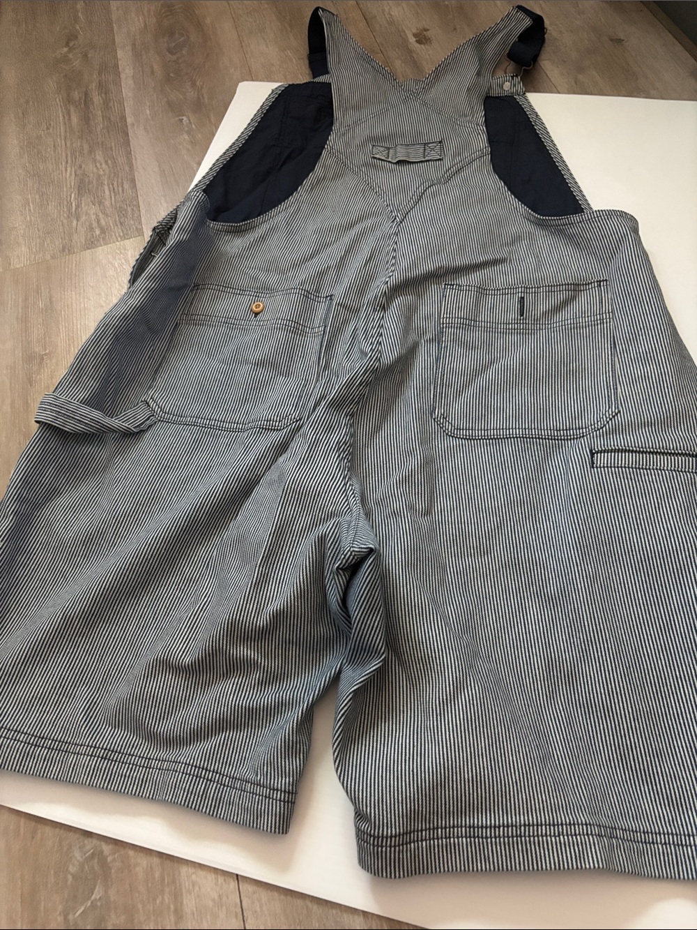Duluth Trading Co. Blue and White Striped Short Overalls - Picture 5 of 5